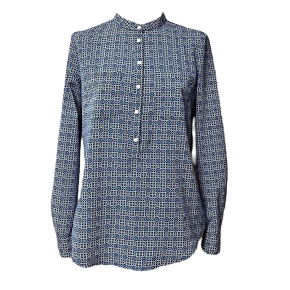 Joe Fresh Small Navy Blue Long Sleeve Button Up Blouse - Picture 1 of 8
